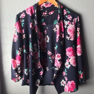 Flower print blazer